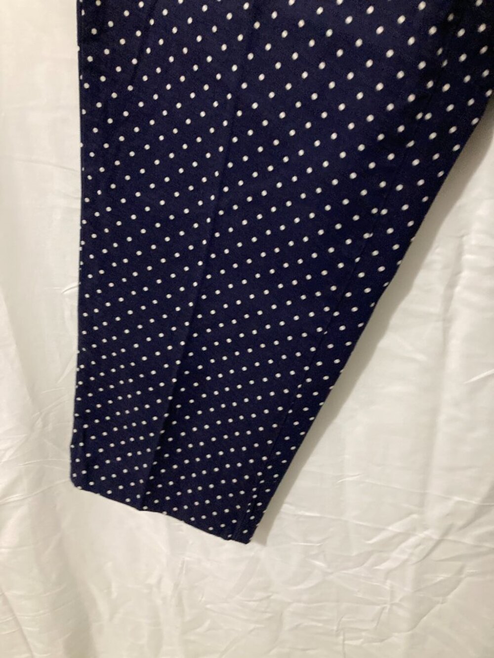 Loft Womens 10 Original Crop Blue Polka Dot Classic Prep Summer Chic Comfort - Picture 7 of 10
